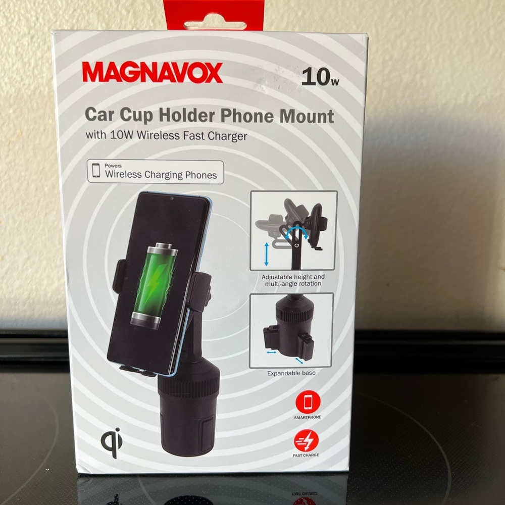 Magnavox car cup holder phone mount- new in box